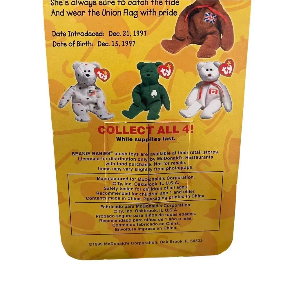 Ty Beanie Babies Britannia The Bear With Errors New‎ In Package Rare Collectible